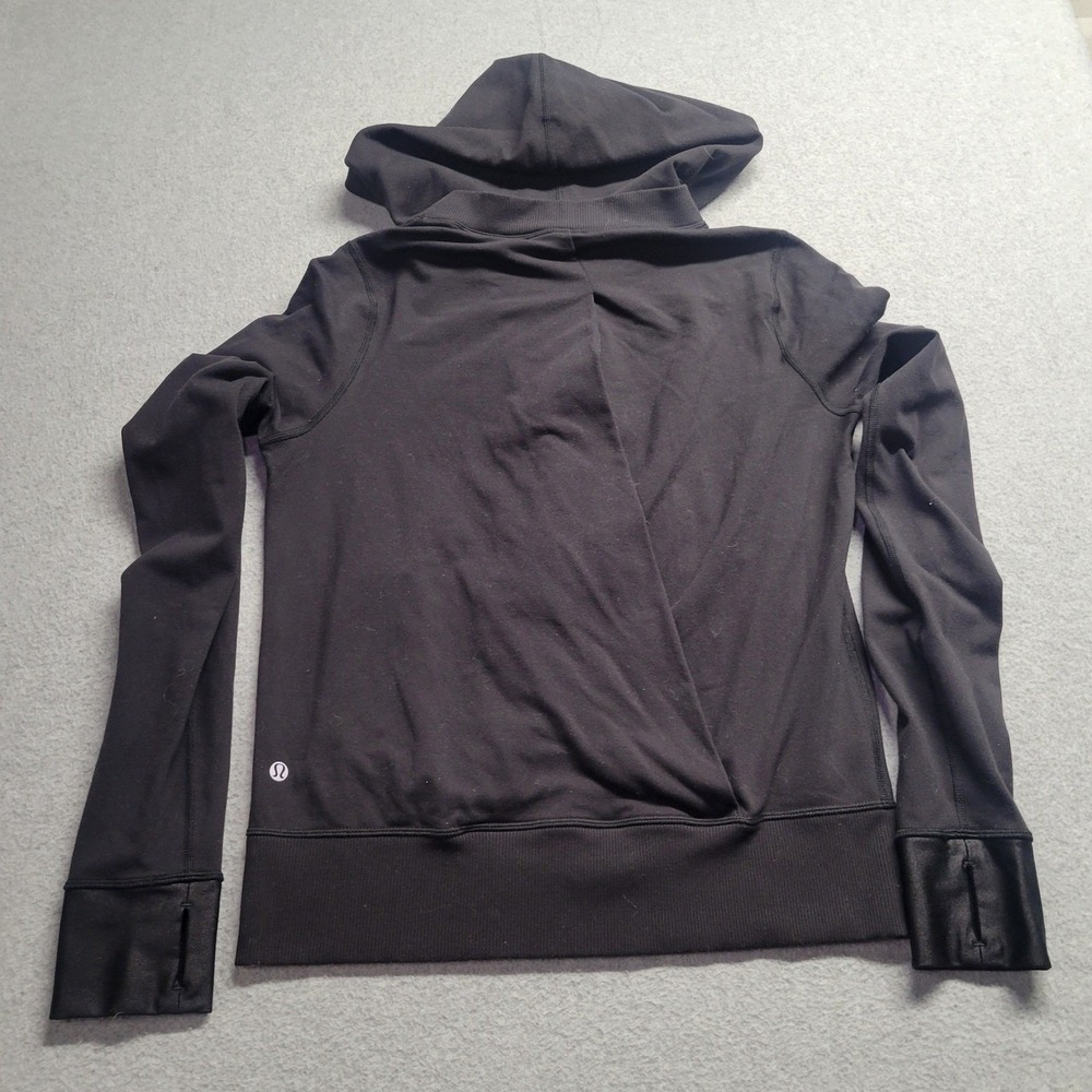 Lululemon Full Zip Hoodie Black Fleece Namaskar Jacket Womens 6 Gym Running - Picture 13 of 13